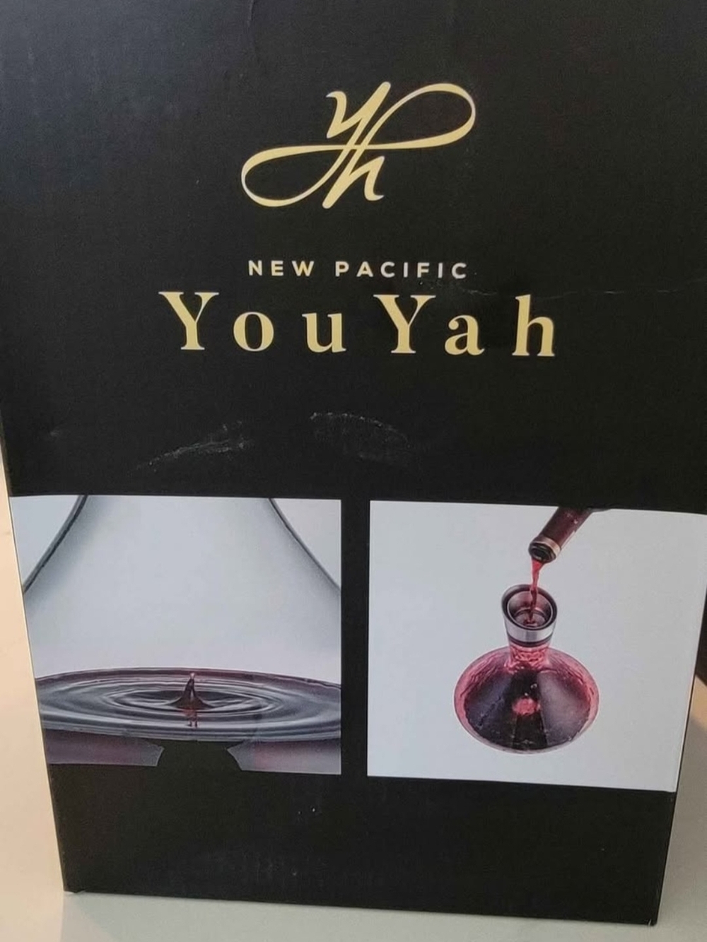 New Pacific Glass Wine Decanter - Black and Clear